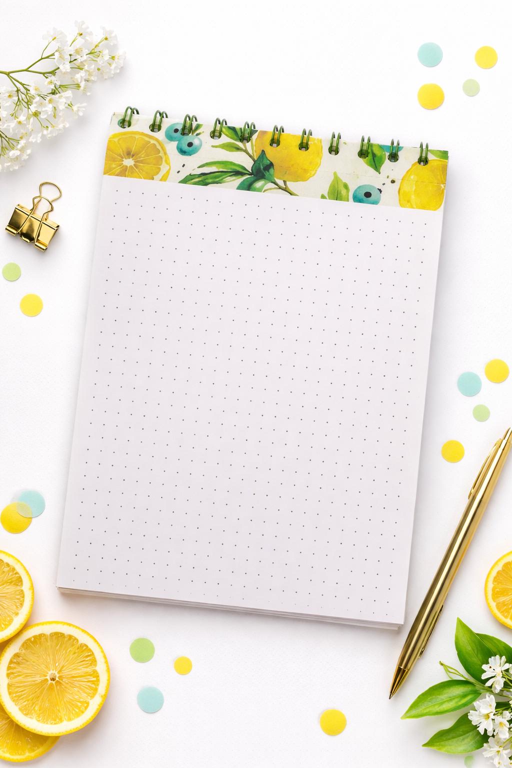 Lemon Blueberry Watercolor Notepad 6x8, Perforated Writing Notebook — photo 2