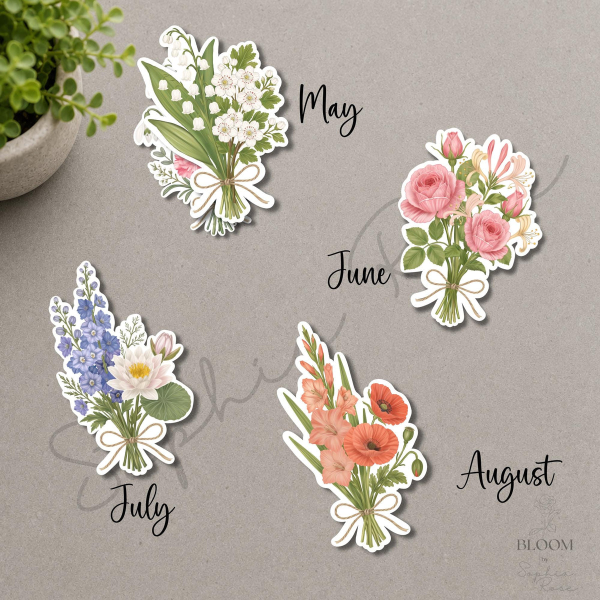Birth Month Flower Bouquet Stickers | Hand-Illustrated Botanical Wildflower Art — photo 3