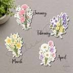 Birth Month Flower Bouquet Stickers | Hand-Illustrated Botanical Wildflower Art — photo 2