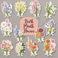Birth Month Flower Bouquet Stickers | Hand-Illustrated Botanical Wildflower Art — photo 1