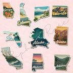 US State Stickers, Vintage Travel Decals, Scenic Matte Vinyl — photo 4