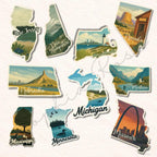 US State Stickers, Vintage Travel Decals, Scenic Matte Vinyl — photo 2
