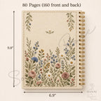 Wildflower B5 Notebook, Gold Wire-Bound Floral Journal, Embroidered-Look Cover — photo 2