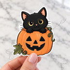 Halloween Sticker Set of 18, Cute Ghosts, Black Cats & Pumpkins, Cozy Fall Sticker Bundle, 3, 4 or 5 Inch — photo 9